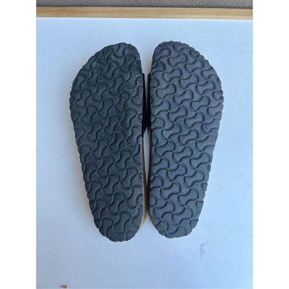 Birkenstock Shiny Black Leather Slip On Sandals Slides Womens Size 40 (US 9) - Picture 6 of 7